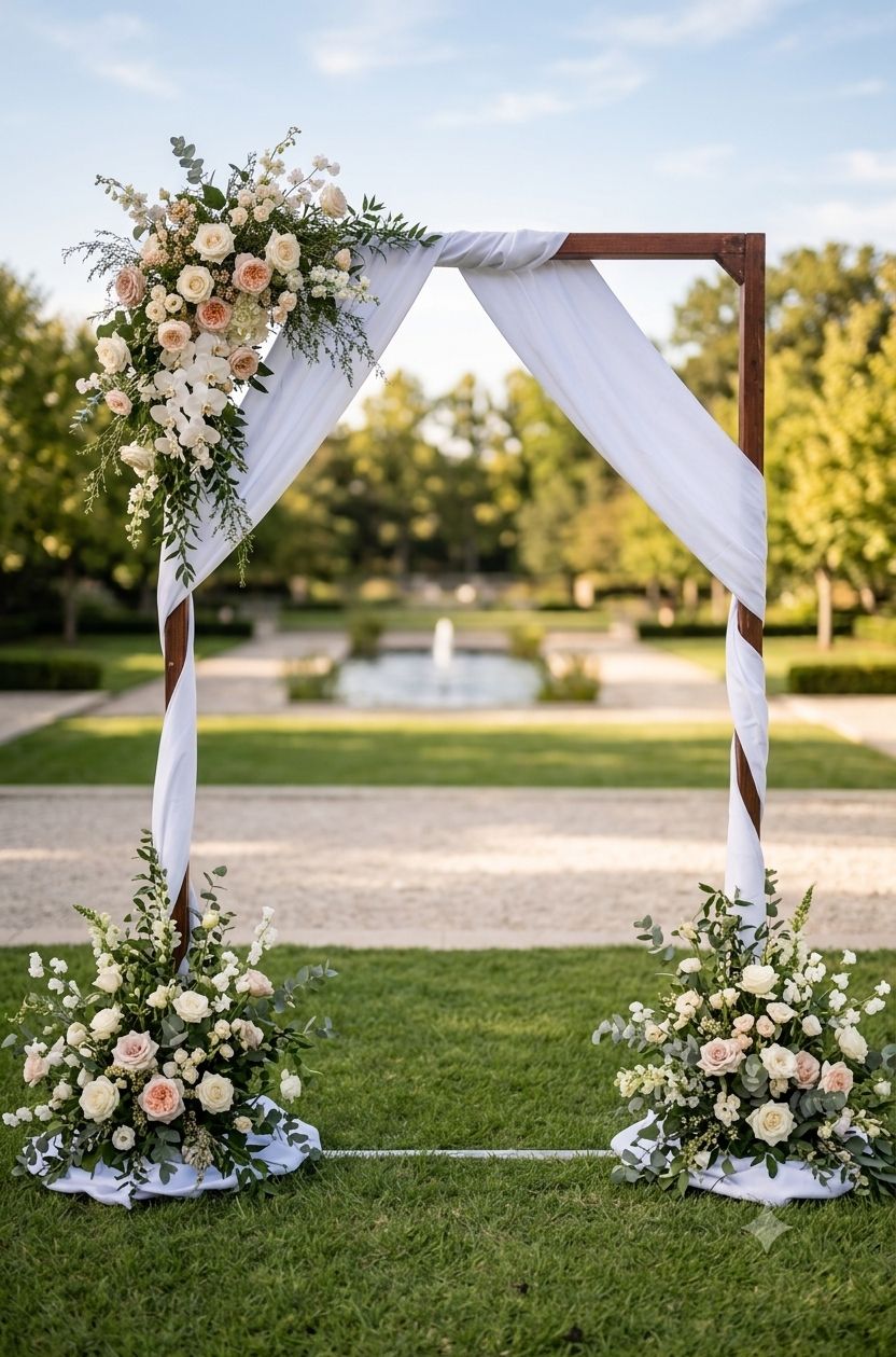Softly draped arch with florals